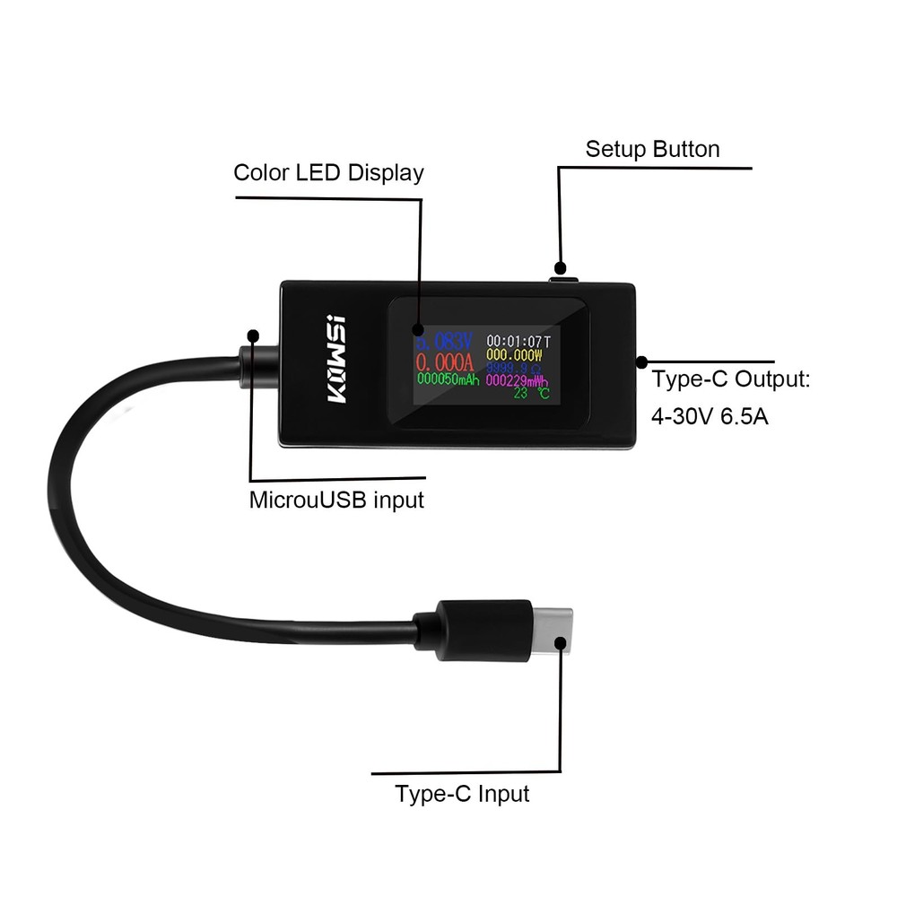 diymore USB C Tester Power Meter,Digital Multimeter, Type Type-C Version 3.0