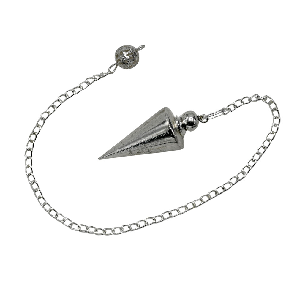Metal Silver Flat Cone Steel Copper Pendulum for Divination