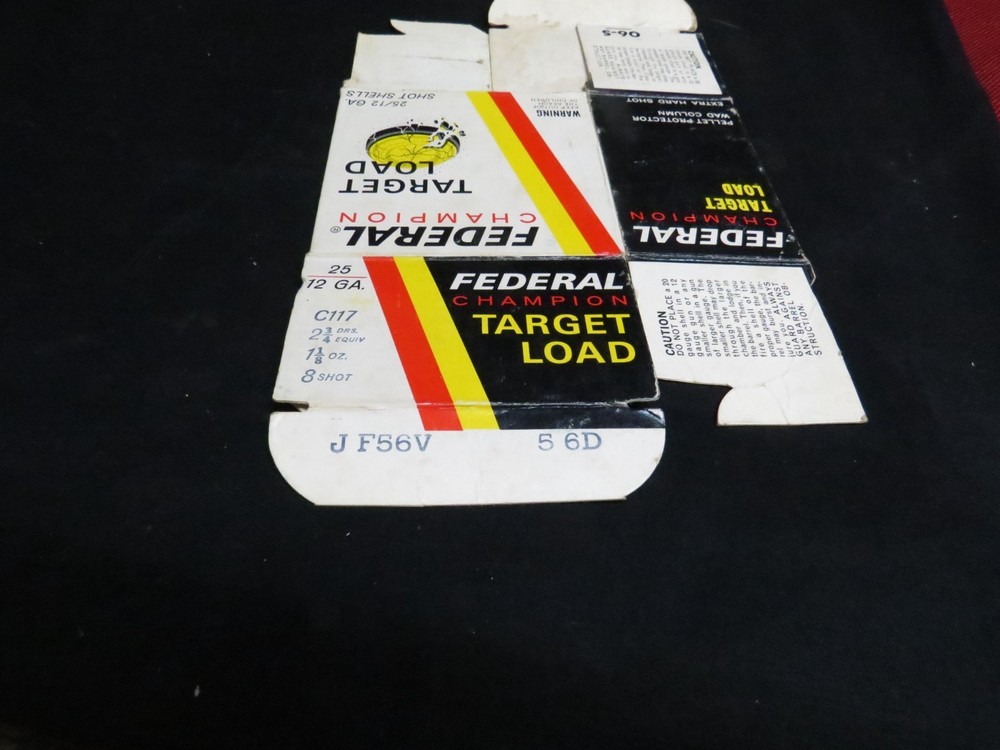 Empty Federal 12 Gauge, Champion Target Load Shotgun Shell Box
