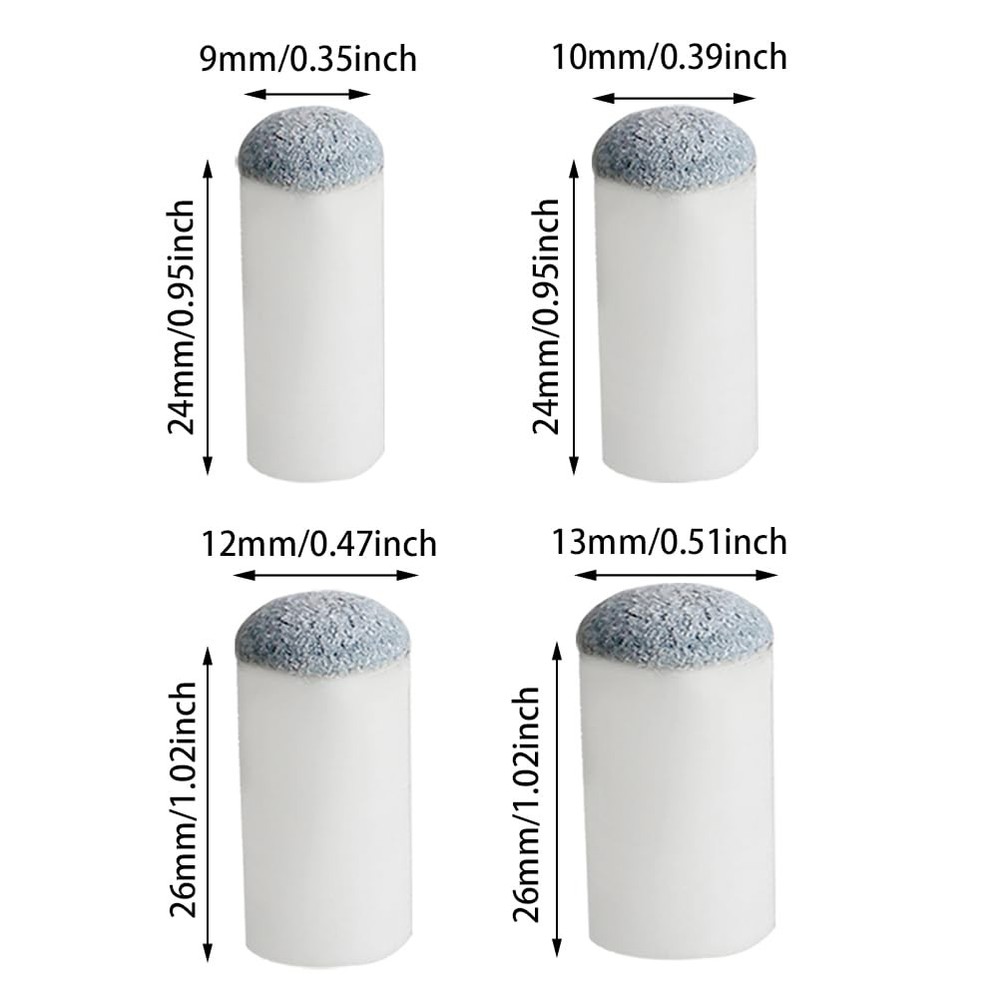Pengxiaomei 40pcs Slip On Pool Cue Tips Replacement Billiard 4...