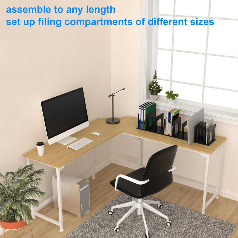 Adjustable Vertical File Sorter Sturdy Plastic Expandable Upright File Holder, D