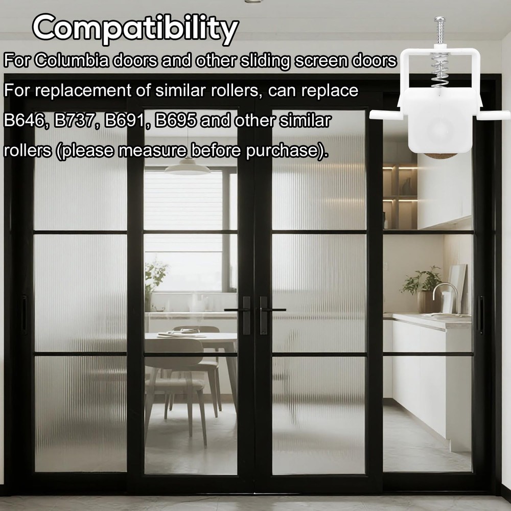4pcs Sliding Screen Door Rollers, 1in Spring Loaded Rollers Replacement Rolle...