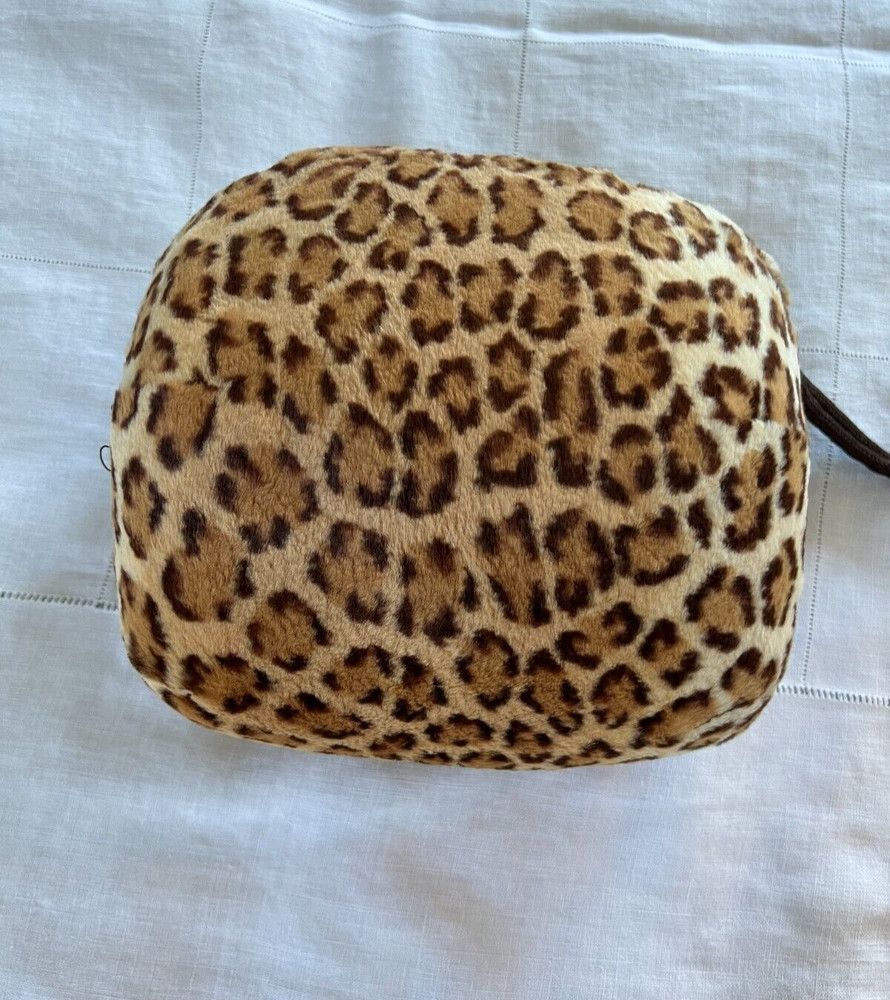 Vintage Muff Leopard Pattern Rabbit Hand Warmer Strap Fur