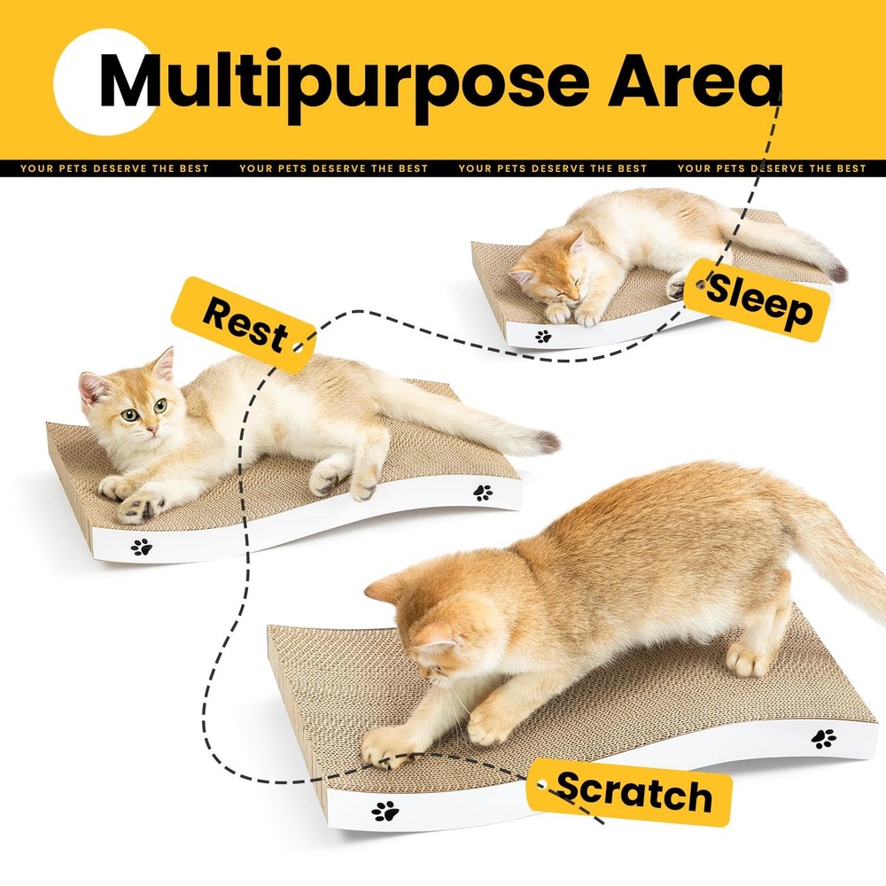 Cat Scratcher, Durable Scratch Pad, Corrugated Medium-White, Medium-White