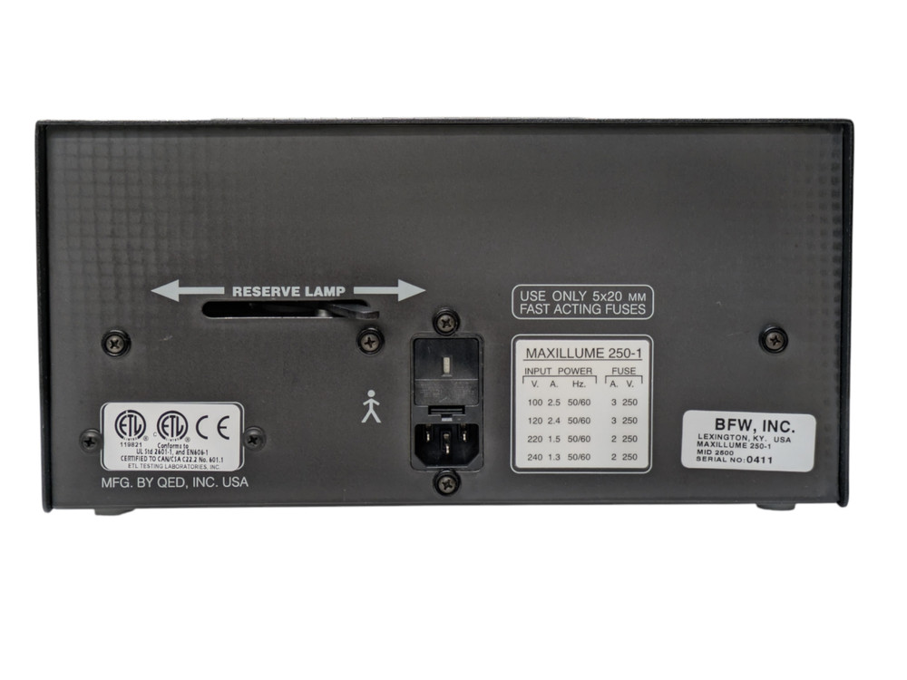 BFW-MAXILLUME 250-1 FIBER OPTIC LIGHT SOURCE/ILLUMINATOR