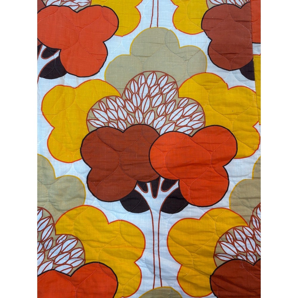 1970s Vintage Psychedelic Tree Print Twin Bed Comforter