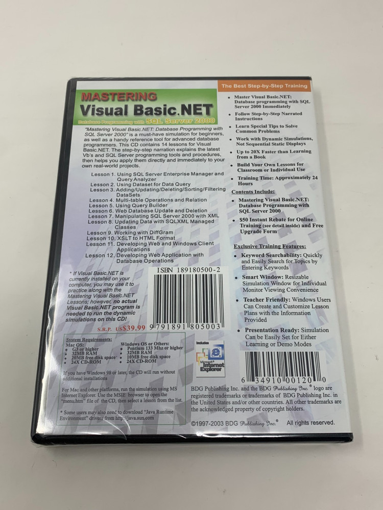 Mastering Visual Basic .NET database Programming with SQL Server 2000 CD-ROM