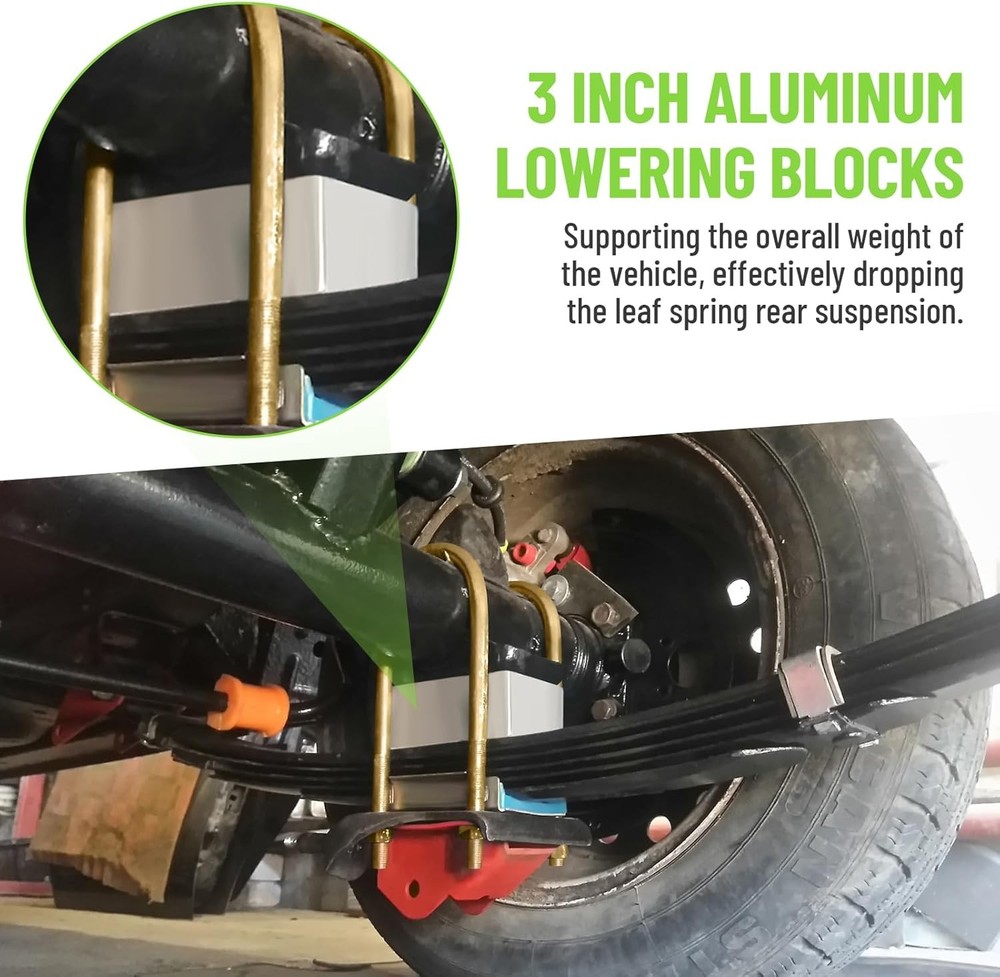 Universal Leaf Spring 3in Lowering Blocks Drop Block W/ U-Bolts & Hardware US