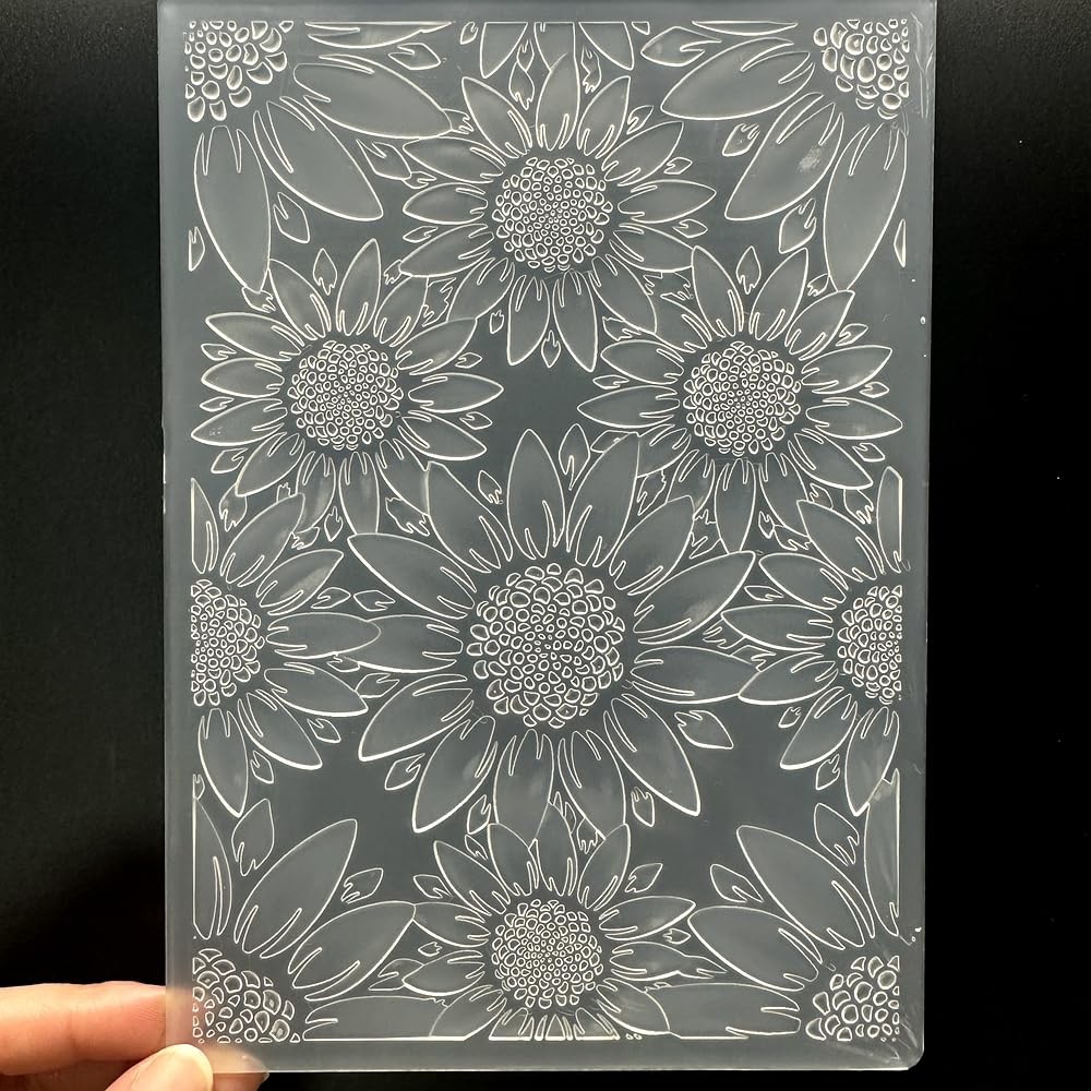 3D Plastic Embossing Folder Template Stereoscopic Sunflower Texture 5x7 white