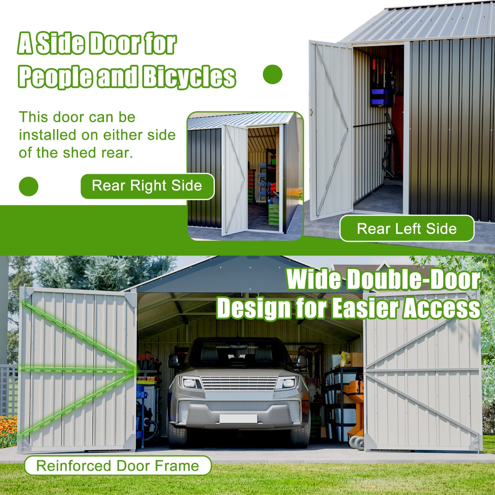 20x12 FT Outdoor Metal Garage Shed Extra Large Storage Shed 1810 CUFT for Car