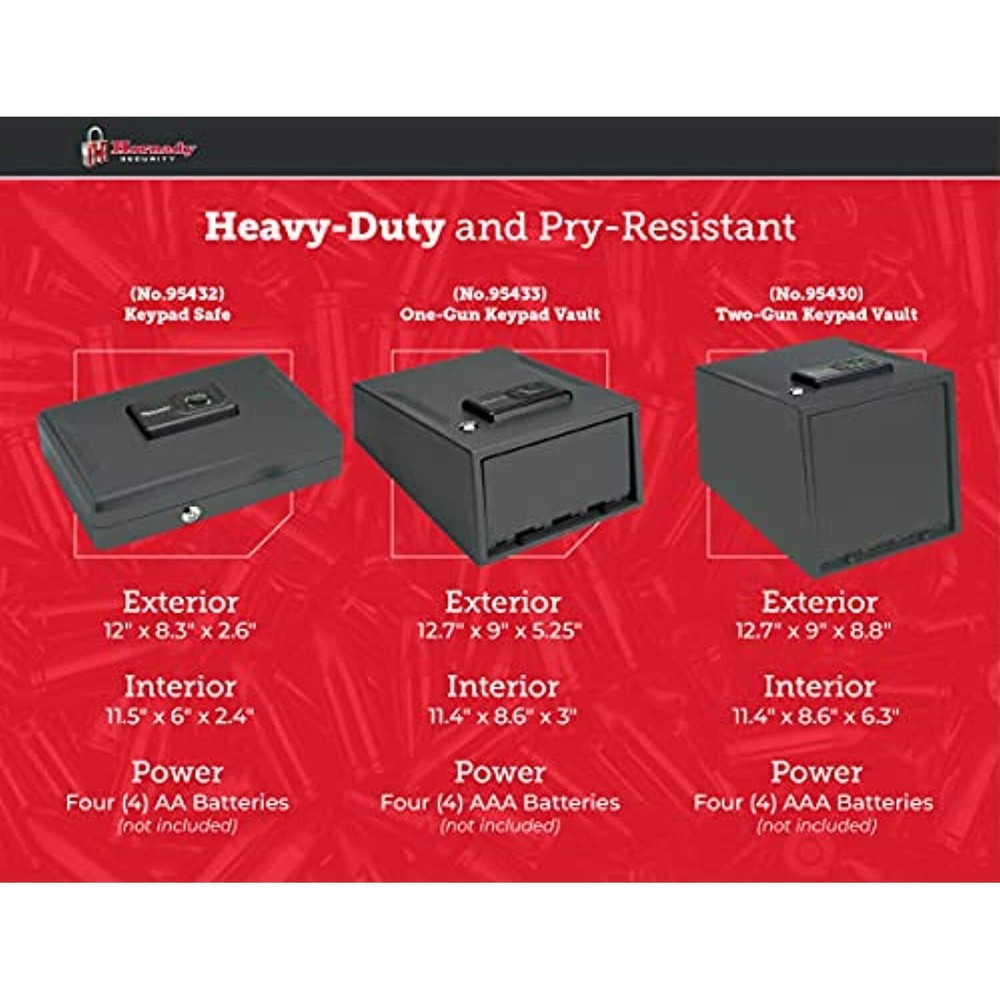 Hornady Security Two-Gun Keypad Vault 2 Gun Safe Programmable Keypad Backup Lock