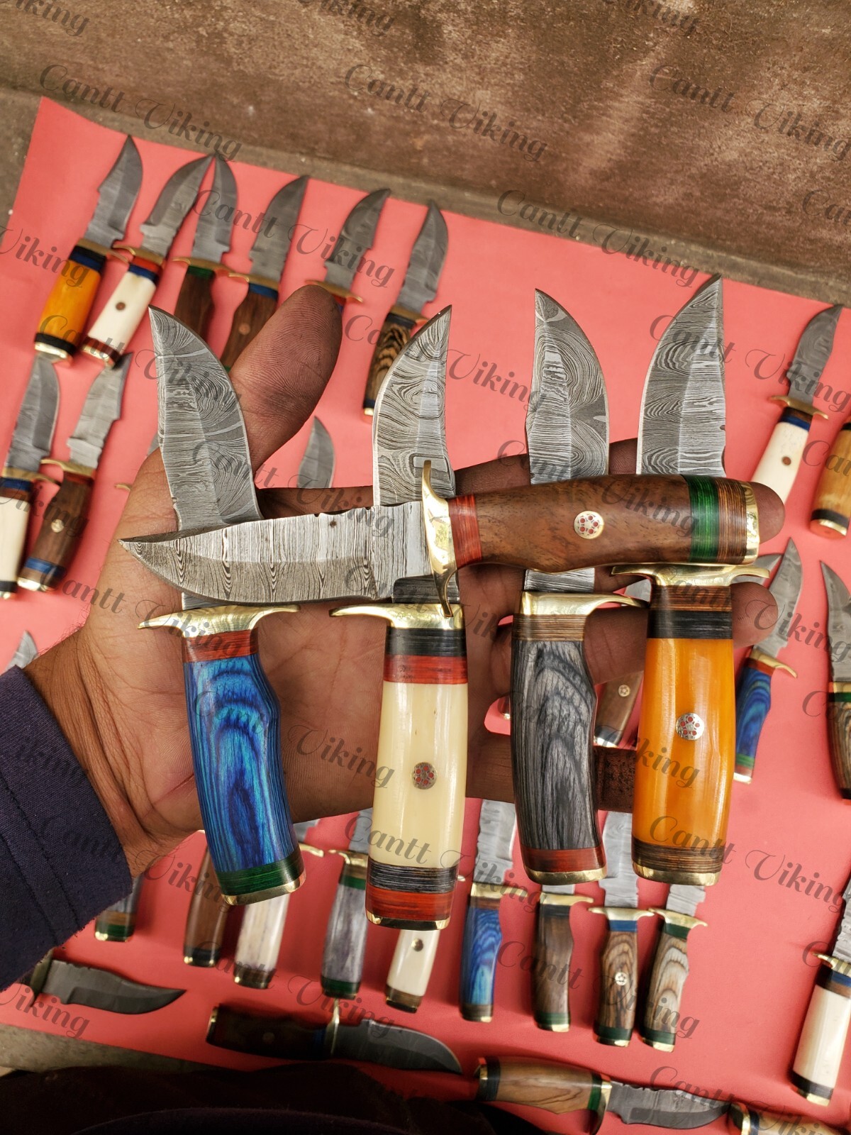 LOT OF 20 PC CUSTOM HANDMADE DAMASCUS STEEL 6" CAMPING & HUNTING KNIVES FROM USA