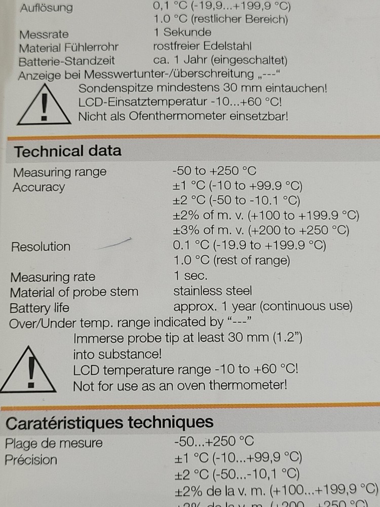 testo mini penetrating thermometer reads Celsius Only