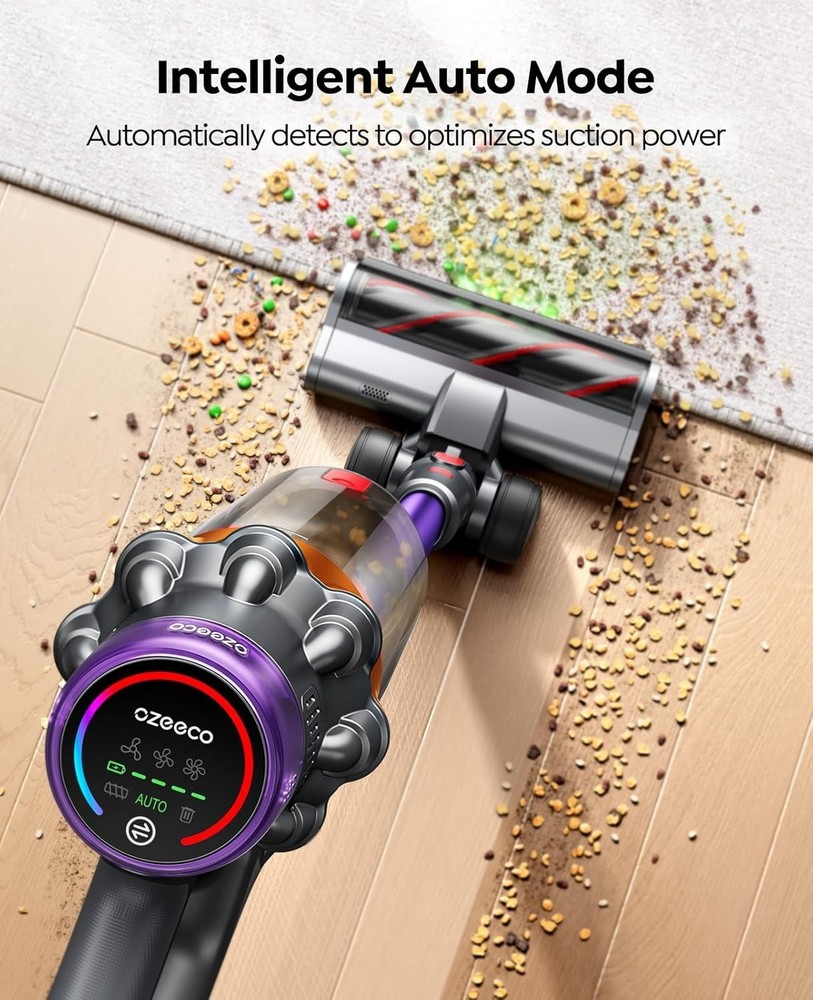 Cordless Vacuum with 65 Min Runtime & Auto Mode for Effortless Cleaning
