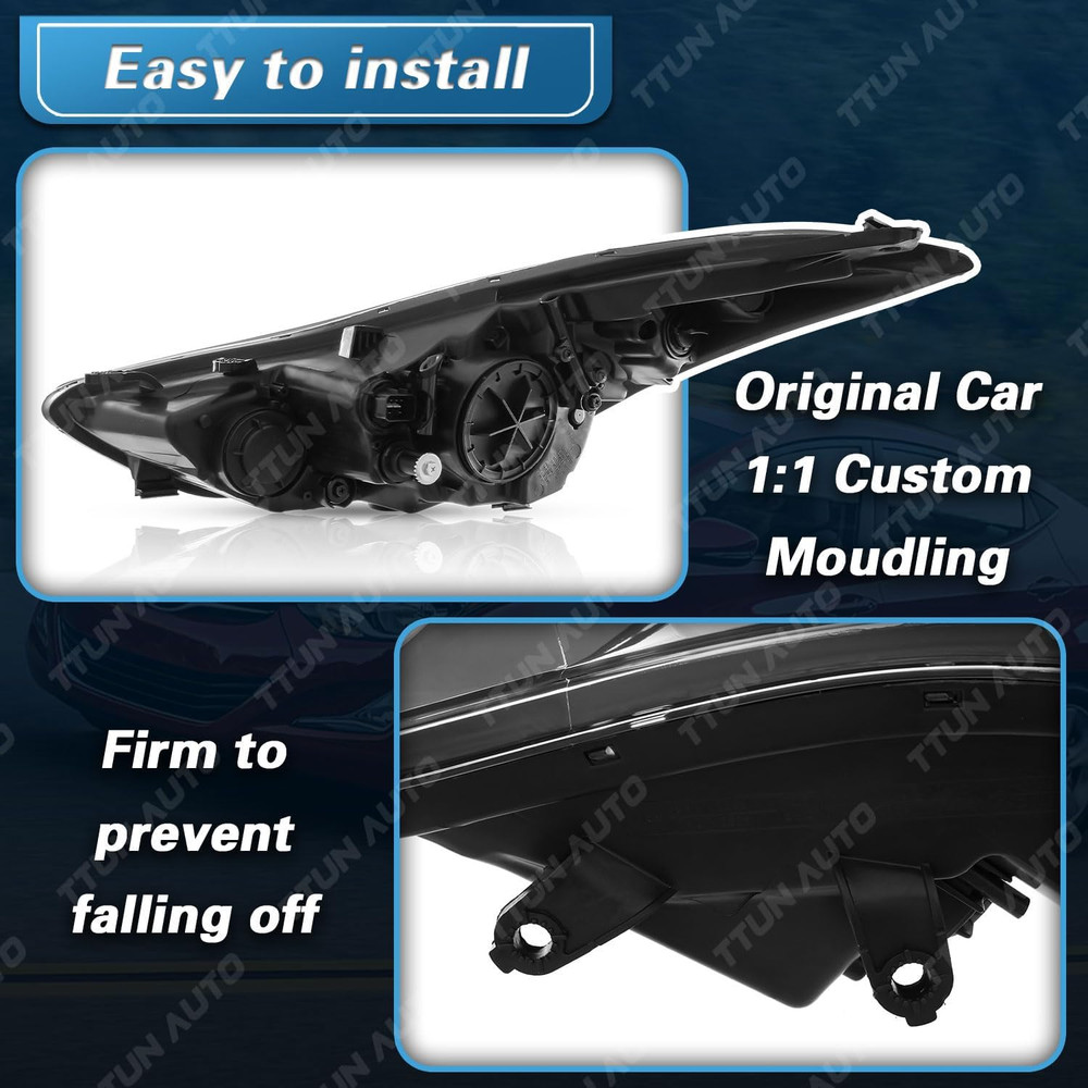 2014-2016 Elantra Driver Side Headlight Halogen–Compatible Replacement