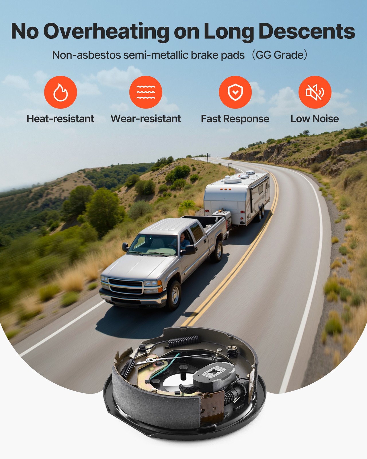 VEVOR Electric Trailer Brake 10 x 2-1/4 in 5-5" Hub Drum Kit for 3500 lbs Axle