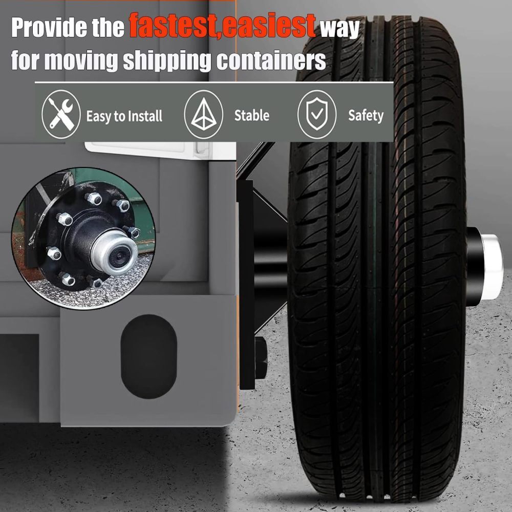 Heavy-Duty Shipping Container Axles Wheels Kit w/Bolt-on Spindle 8 x 6.5'' Lug