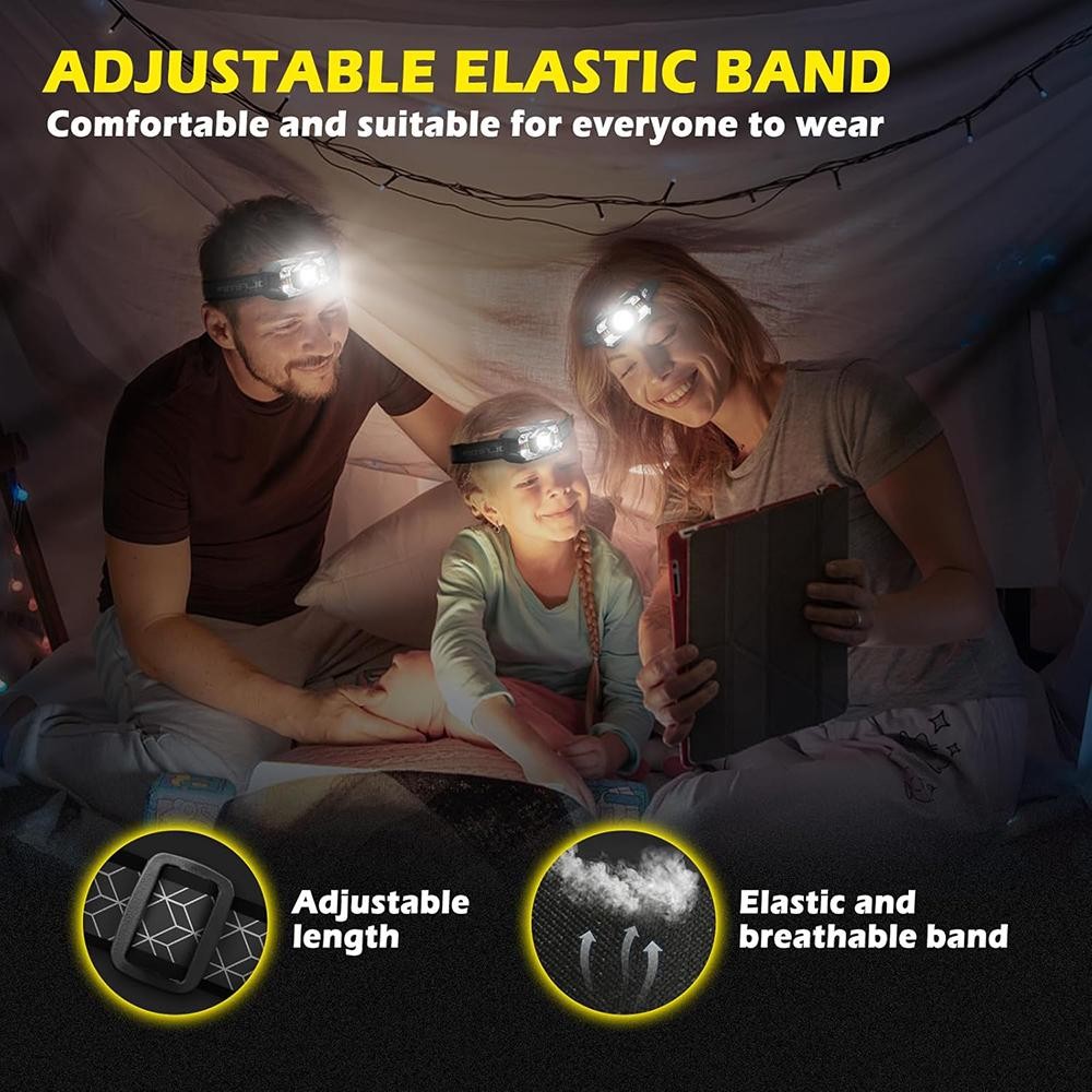 2x Headlamp Flashlight Ultra Light Bright LED Rechargeable Headlight w/ 5 Modes