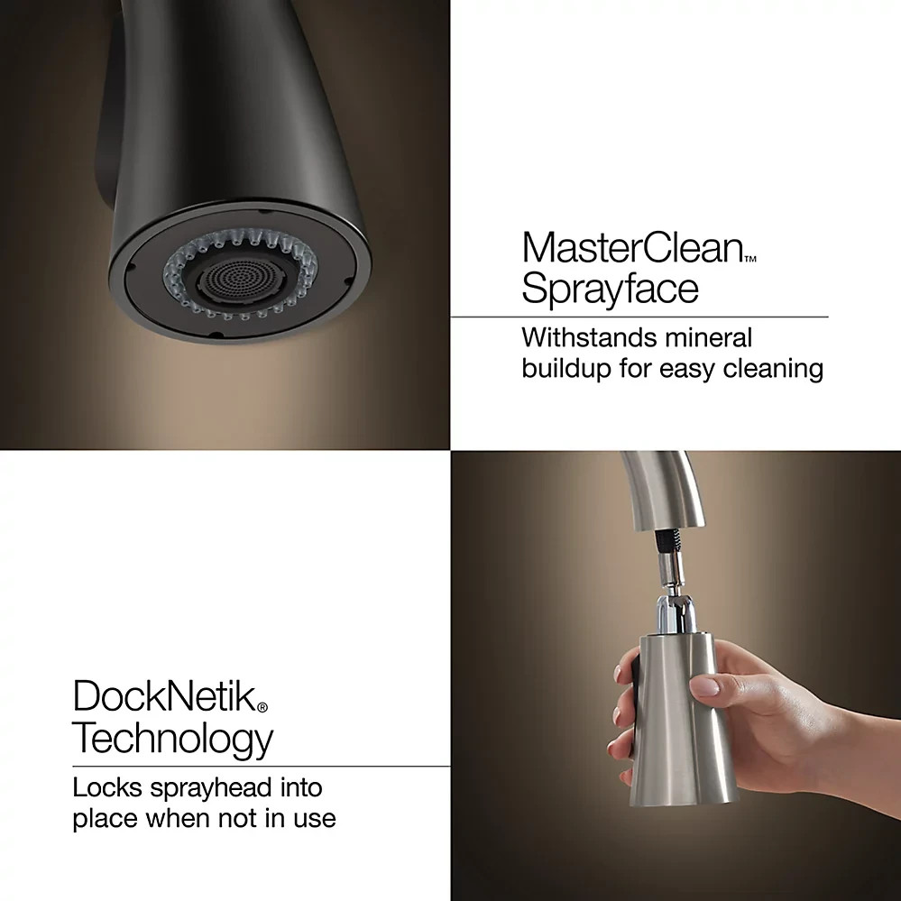 KOHLER Tone K-23766-VS Touchless Pull-Down Kitchen Faucet 3-Spray Stainless