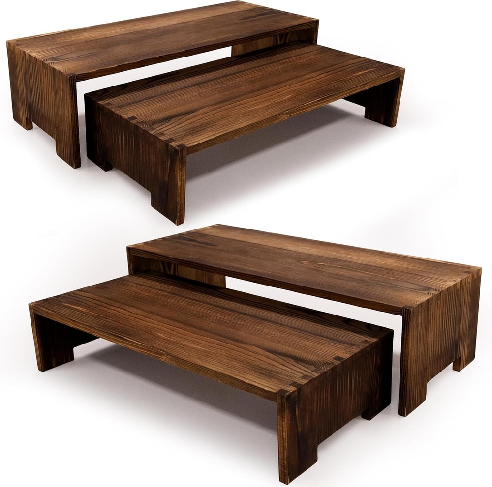 4Pcs Large Display Riser Wood Risers Cupcake Display Stand 2 Tier Racks