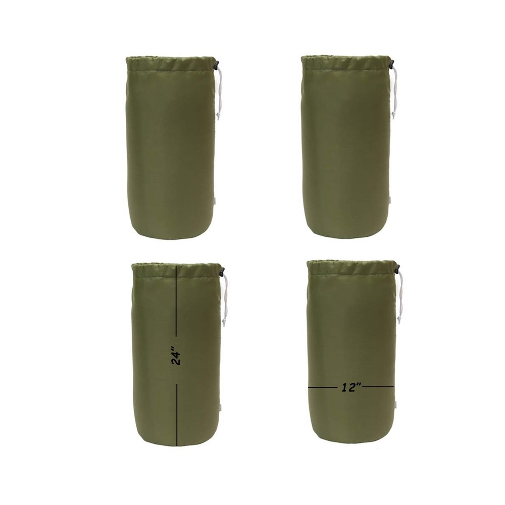 Durable Drawstring Water Resistant Dust Flap Stuff Sack Bag 4-Pack Green