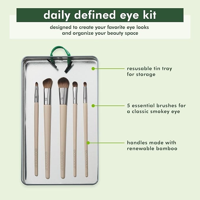 EcoTools Daily Defined Eye Brush Kit, Makeup Brushes for Applying Eyeshadow