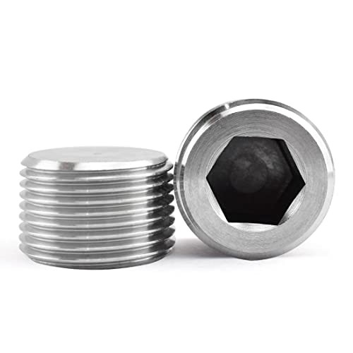 Internal Hex Countersunk Male Thread Pipe Plug Connector， 2PCS 1/2"NPT Male