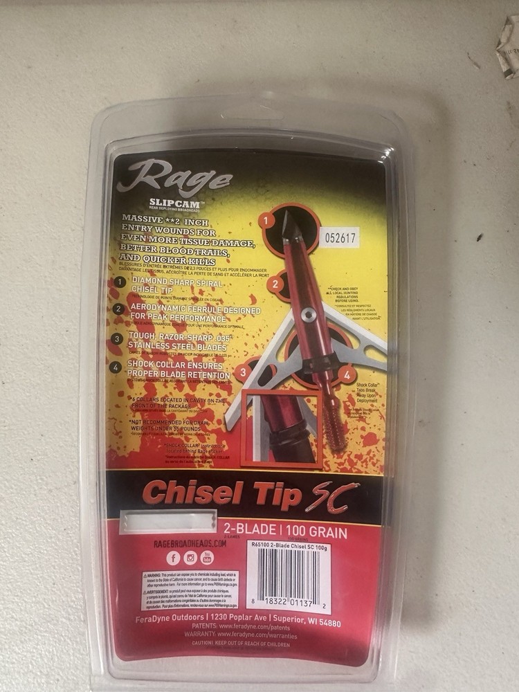 Rage Chisel Tip 2 Blade Broadheads 100 Grain
