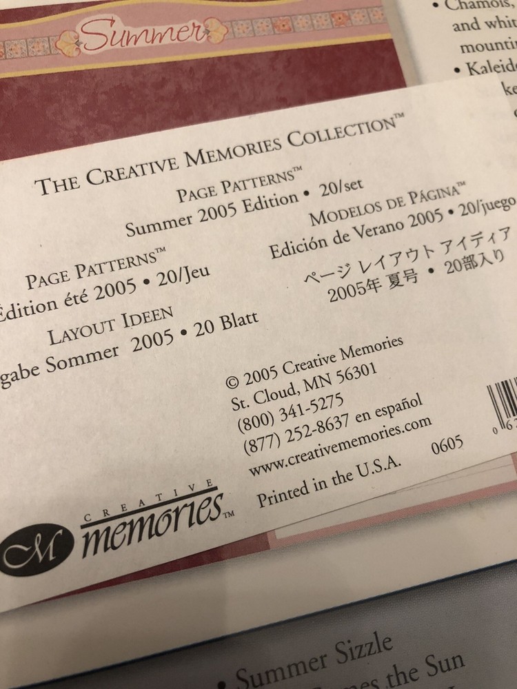 Creative Memories Summer 2005 Page Patterns ~NLA~