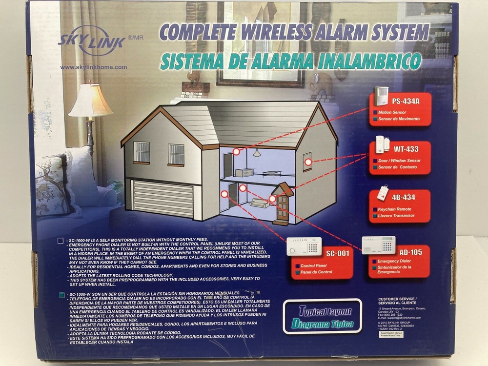 SKYLINK Complete Wireless Alarm System Model SC-1000-W New