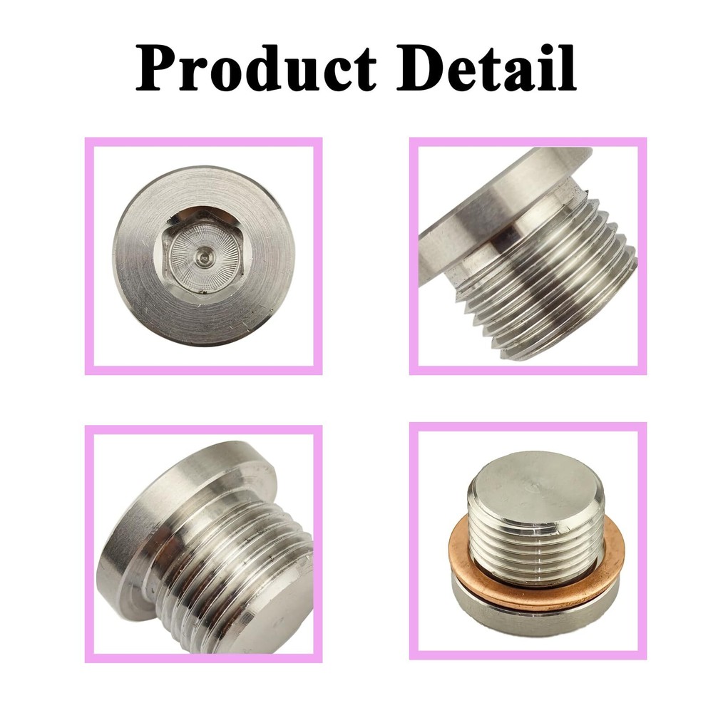 1-Pack M18x1.5 Thread O2 Oxygen Sensor Plug with Copper Washer 304 Stainless