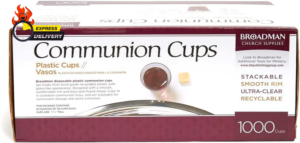 Plastic, Disposable, Recyclable Communion Cups, 1000 Count