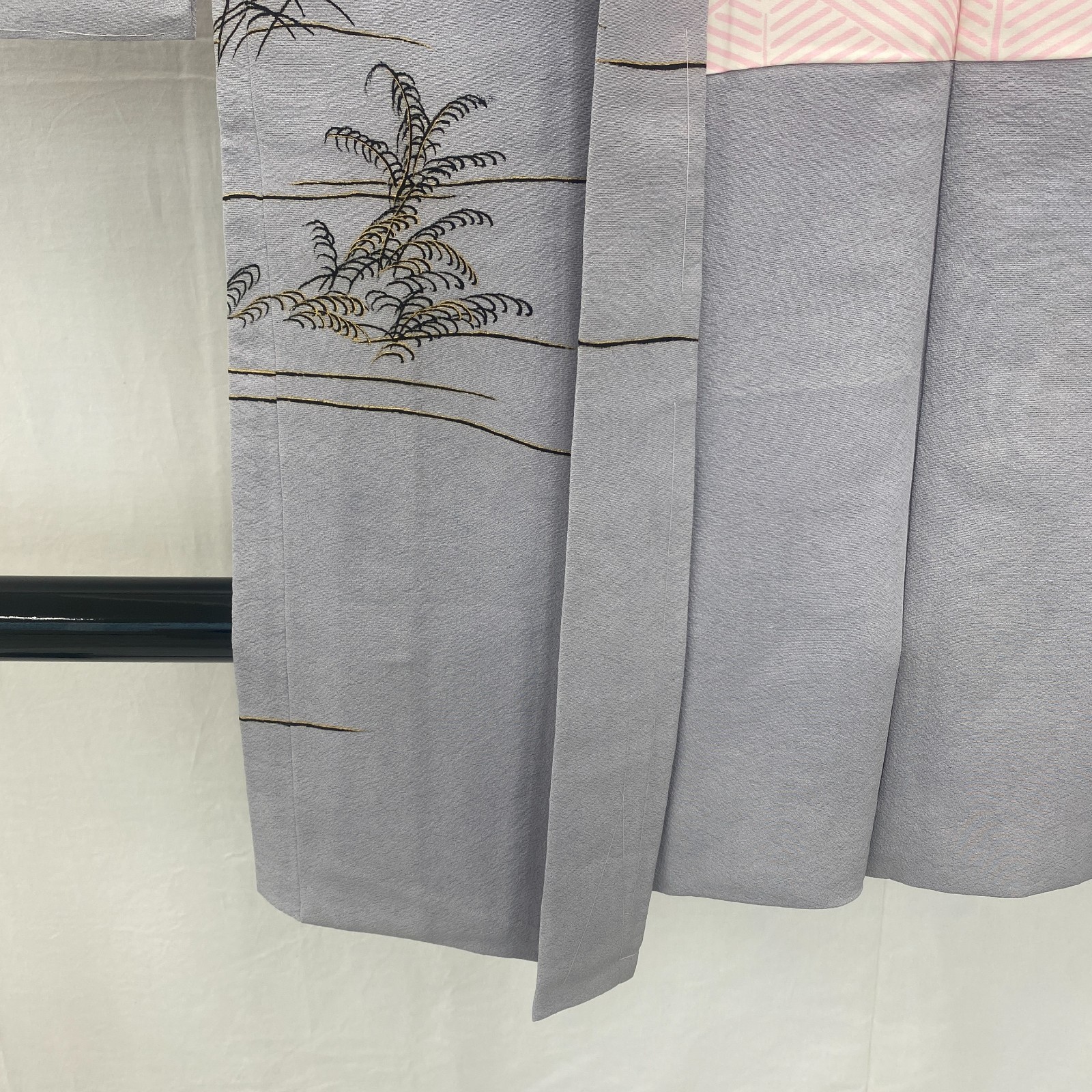 Japanese Vintage Kimono Haori Jacket Polyester Gray Traditional Authentic 35 in