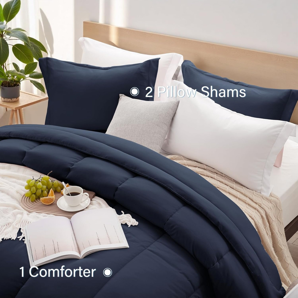 Queen Comforter Set - 3 Pieces Reversible Comforters Queen Size, Lightweight Bed