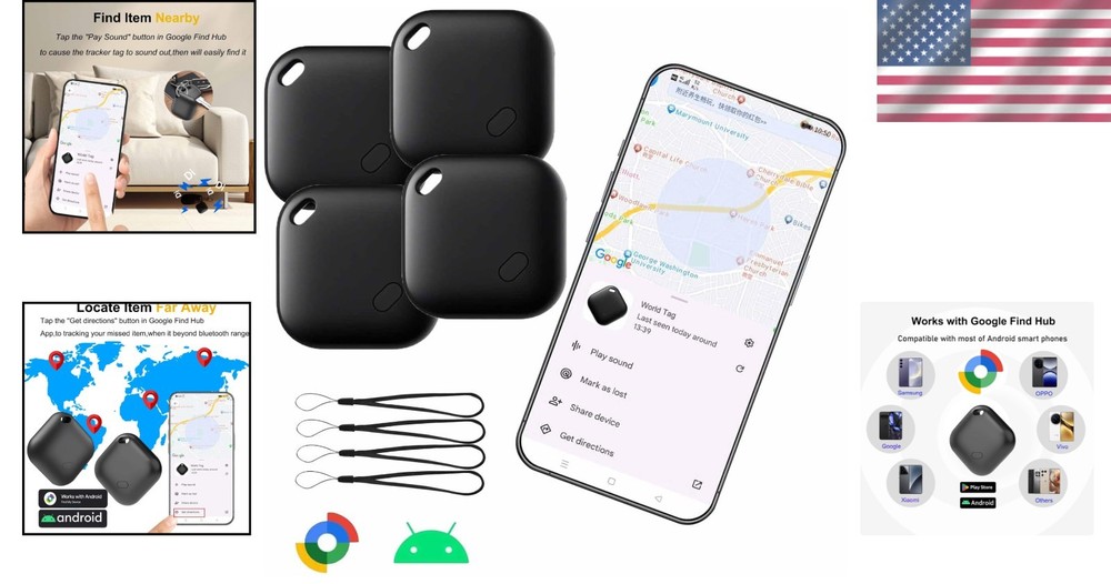 Compact Bluetooth Tracker for Android Users - Easy Setup and 10- Battery