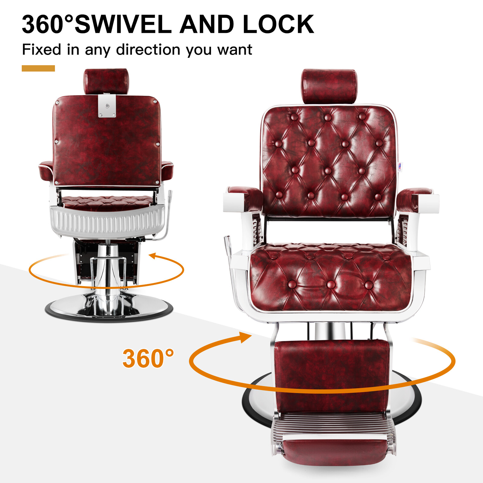 Red Vintage All Purpose Heavy Duty Hydraulic Recliner Barber Chair Salon Beauty