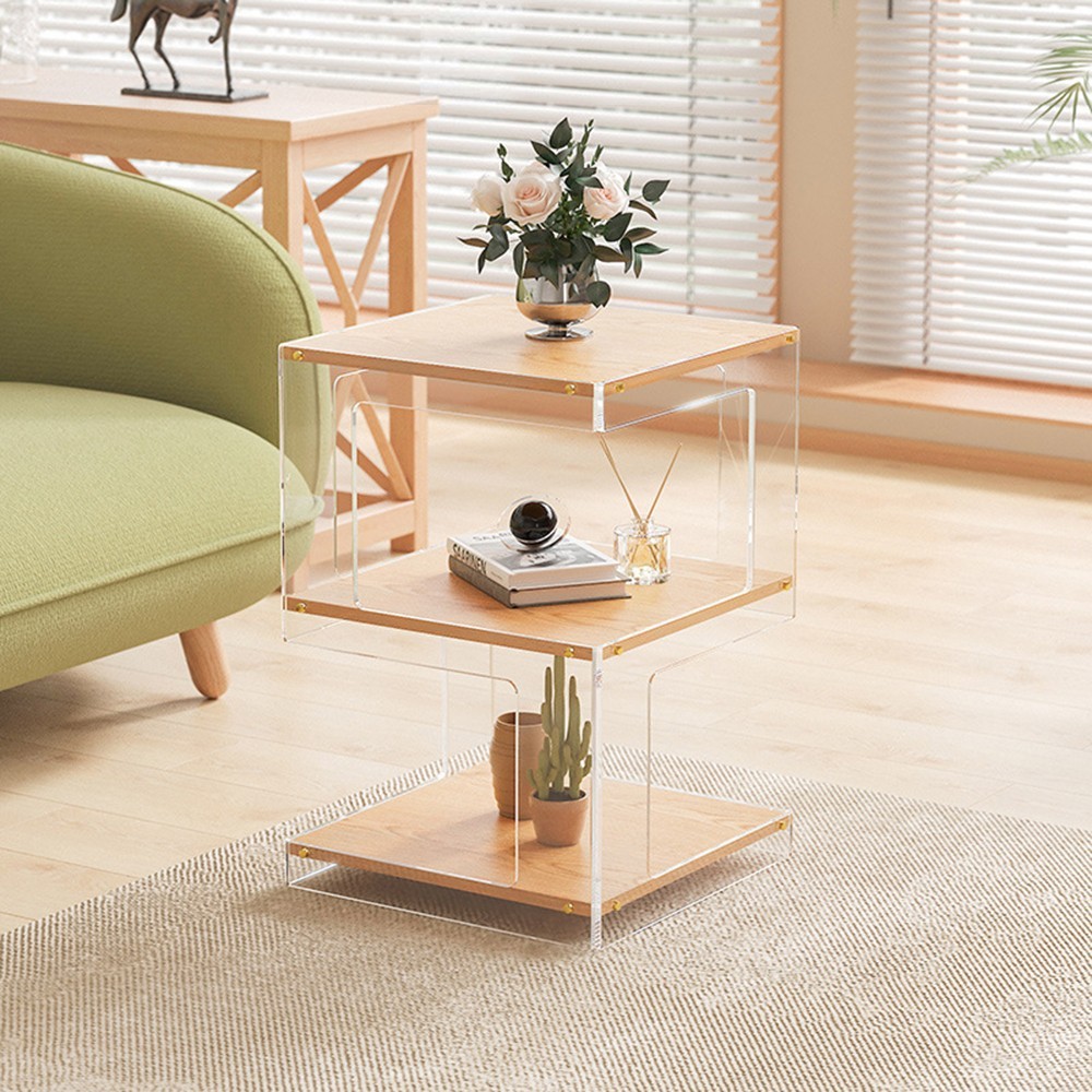 Acrylic Storage Cabinets Sidetable Nightstand Bedroom Bedside Table Organizer US