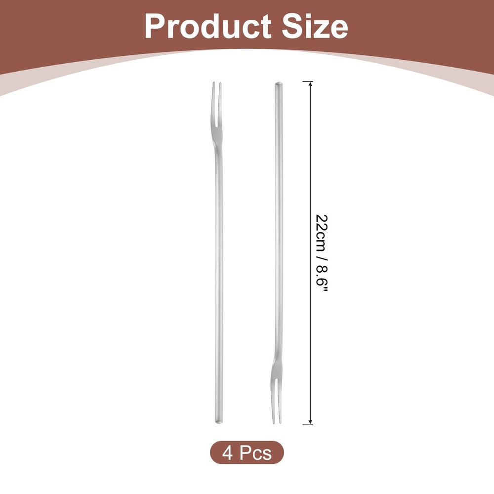 4 Pcs Pickle Fork, 8.6 Inch Olive Fork Long Handle Silver