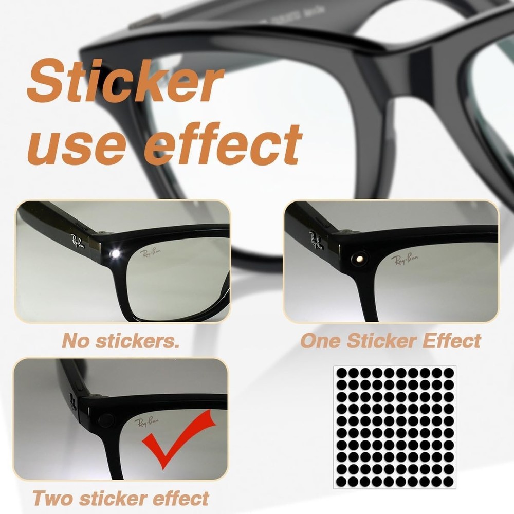 100pcs LED Light Blocking Stickers for Ray-Ban Smart Glasses – Restickable Black