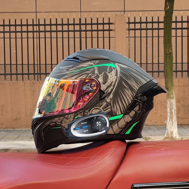 Motorcycle Bluetooth Intercom Helmet Built-in Camera Recorder Full Face Helmets