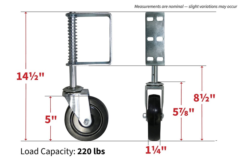 Shepherd Hardware 8735 Hard Rubber Spring Gate Caster with Universal Mount, 5...