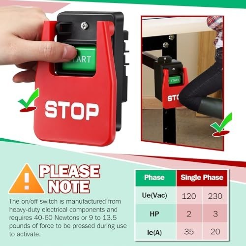 120/230V Single Phase On/Off Paddle Switch - Efficient Safety Switch for Table S