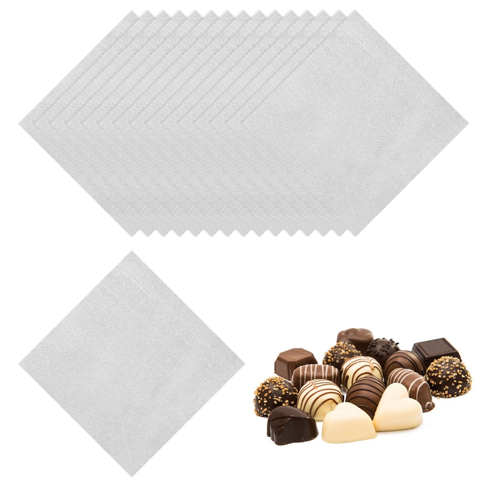200 Pcs Candy Foil Wrapper, 3.1 x 3.1" Chocolate Wrapper, Silver (Orange Peel)