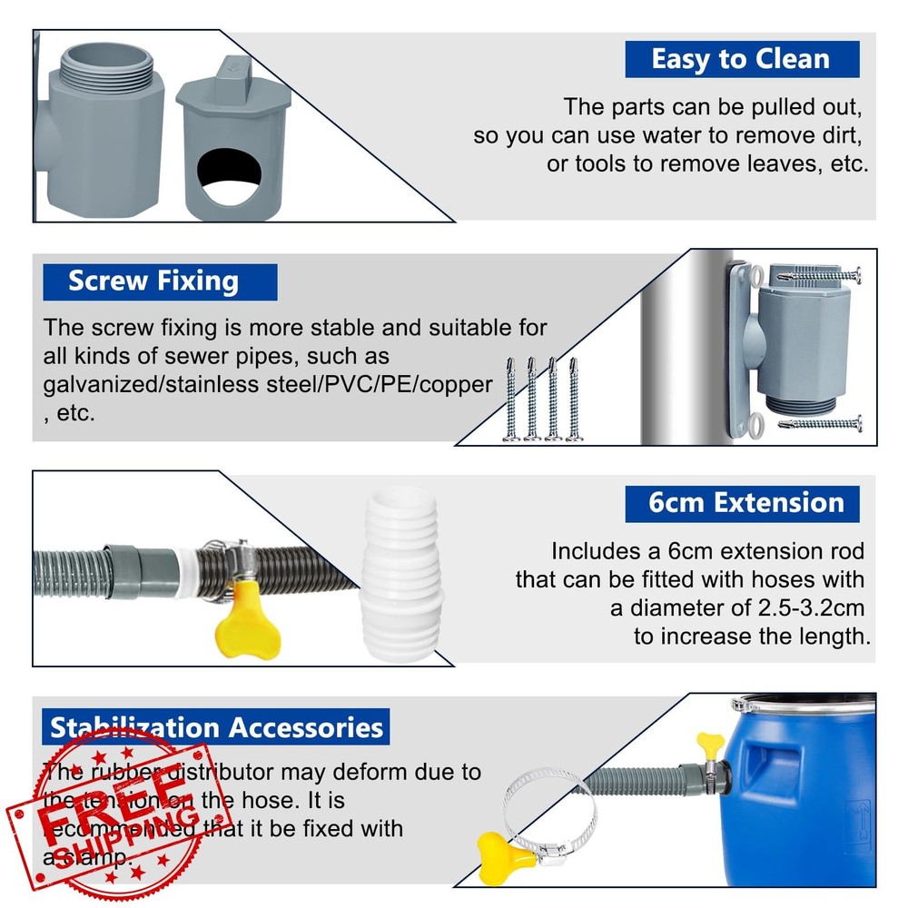 Rain Barrel Diverter Kit Adjustable Valve Downspout Water Collection