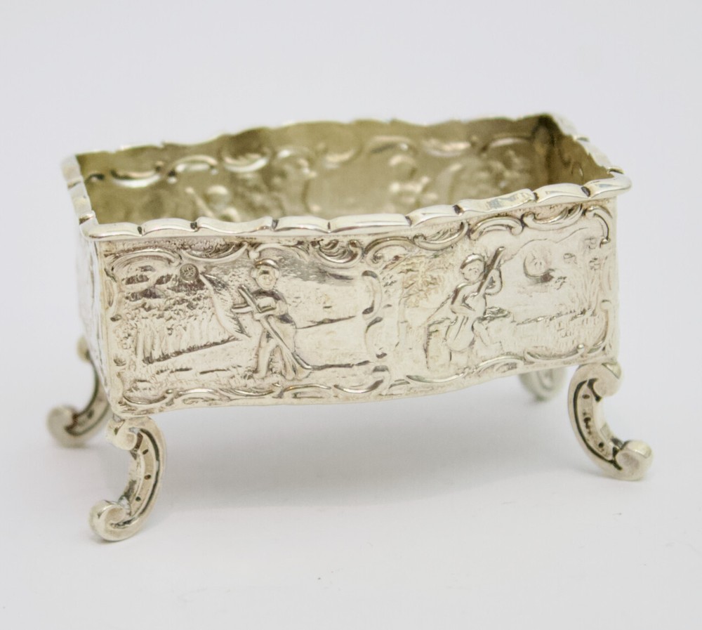 Solid silver antique Dutch decorative box dish pot