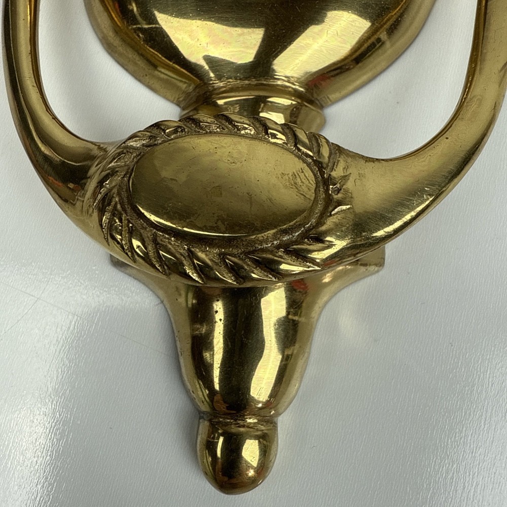 Vintage Solid Brass Door Knocker Threaded Mounting Holes Heavy