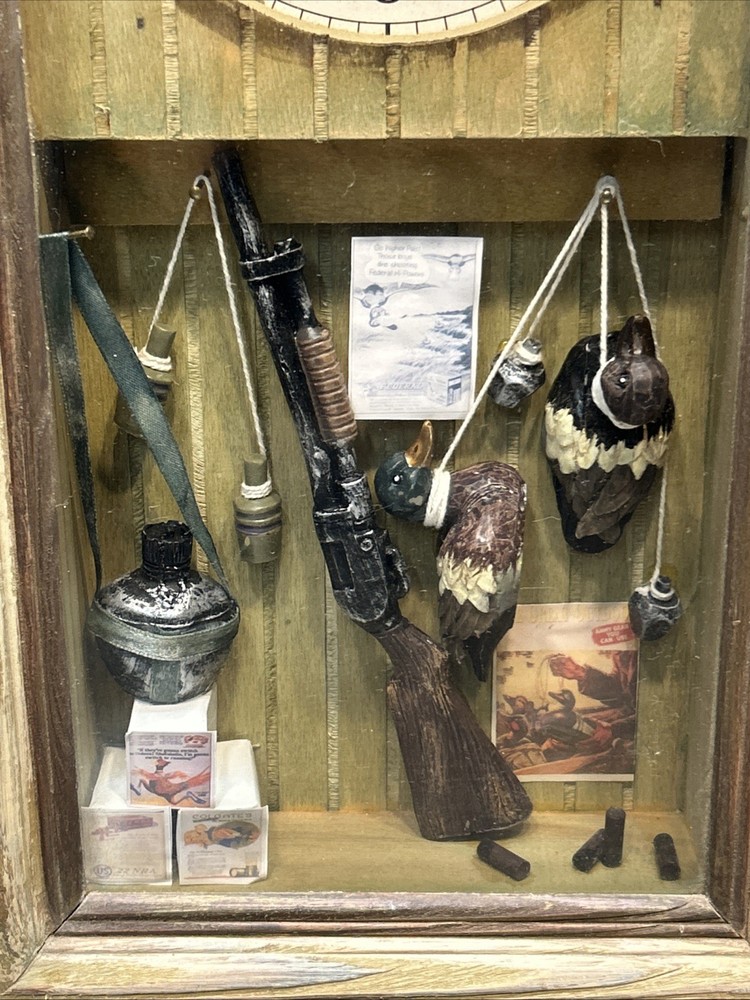 Vintage Duck Hunter Themed Shadowbox Wall Clock