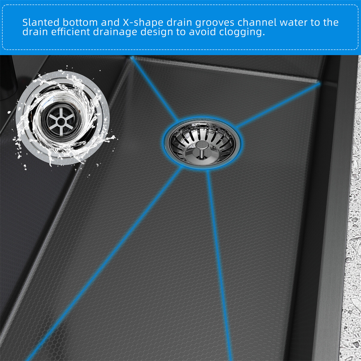 28"/30"/32" Drop In Kitchen Sink Stainless Steel Single Bowl Top Mount Black