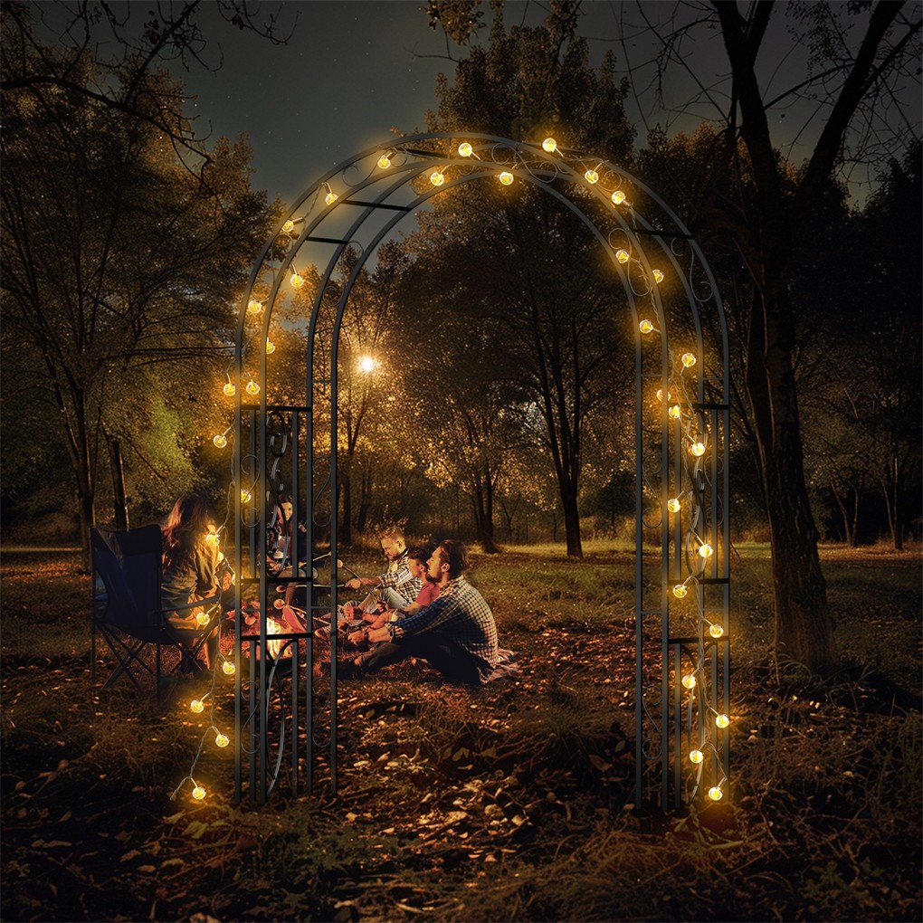 Rust-proof Double Column Garden Arch Trellis Vine Flowers Frame Stand w/ 8 Prong