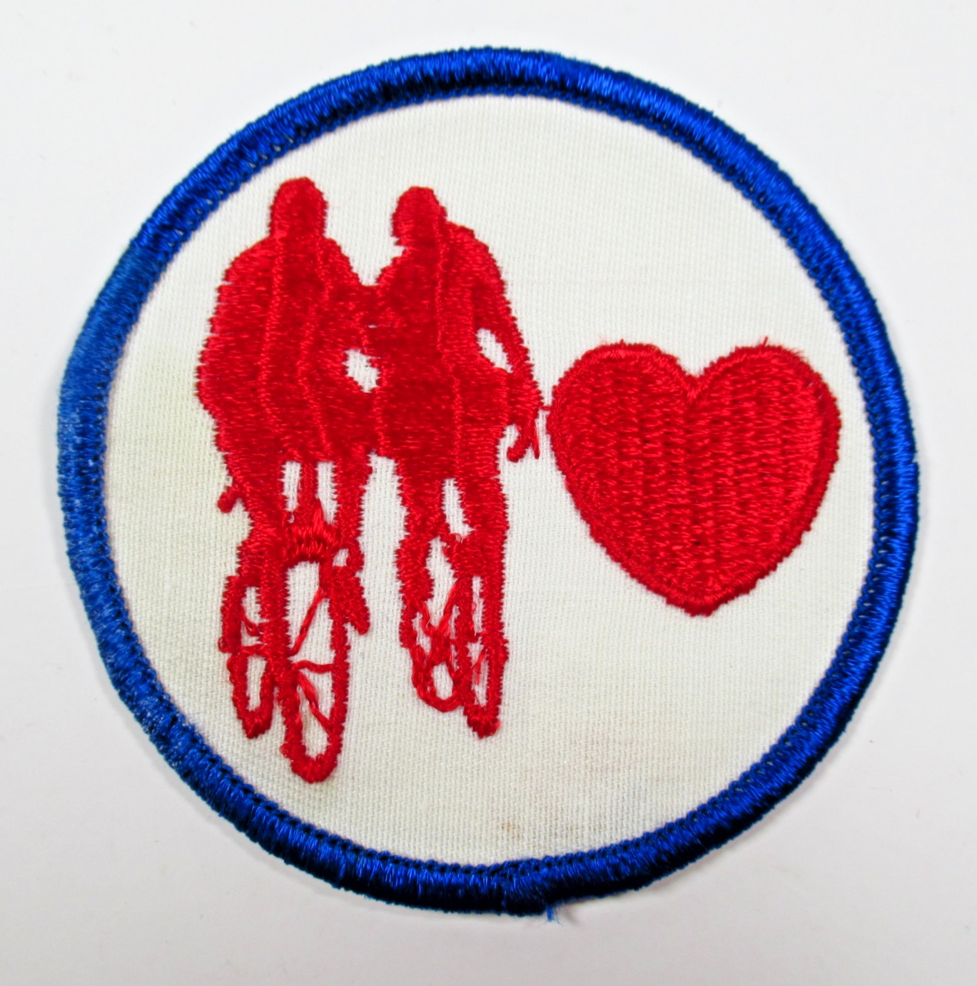 Vintage Cycling Love Patch Embroidered Couple Biking Valentine Sew On